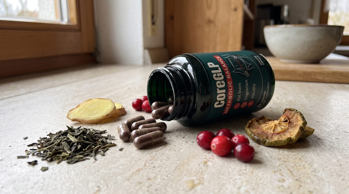 CoreGLP Kapseln und die natürlichen Inhaltsstoffe: Grüntee, Ingwer, Cranberry, Garcinia